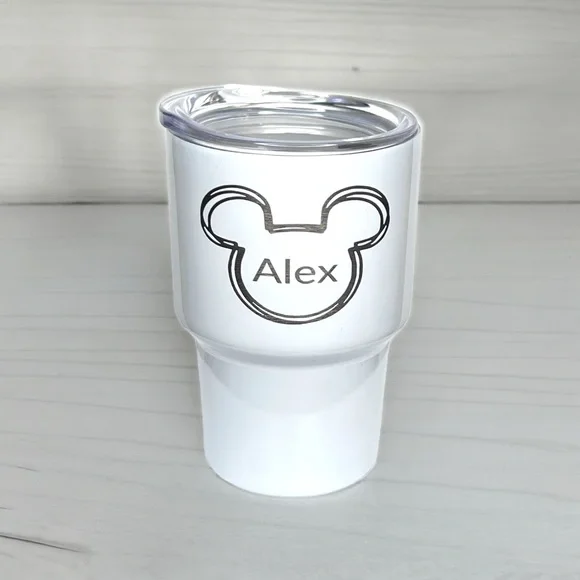 Mr. And Mrs. Mouse Ears Engraved with Name 2oz Mini Shot Glass Tumbler - Picture 4 of 6